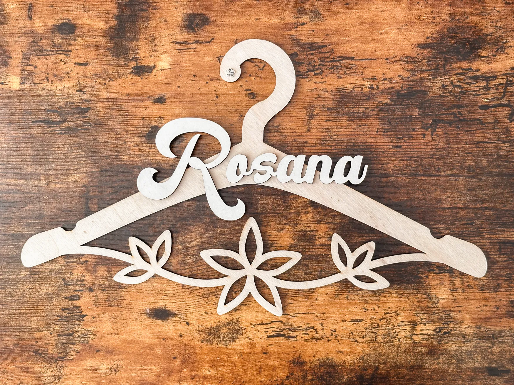 percha de madera personalizada comunión