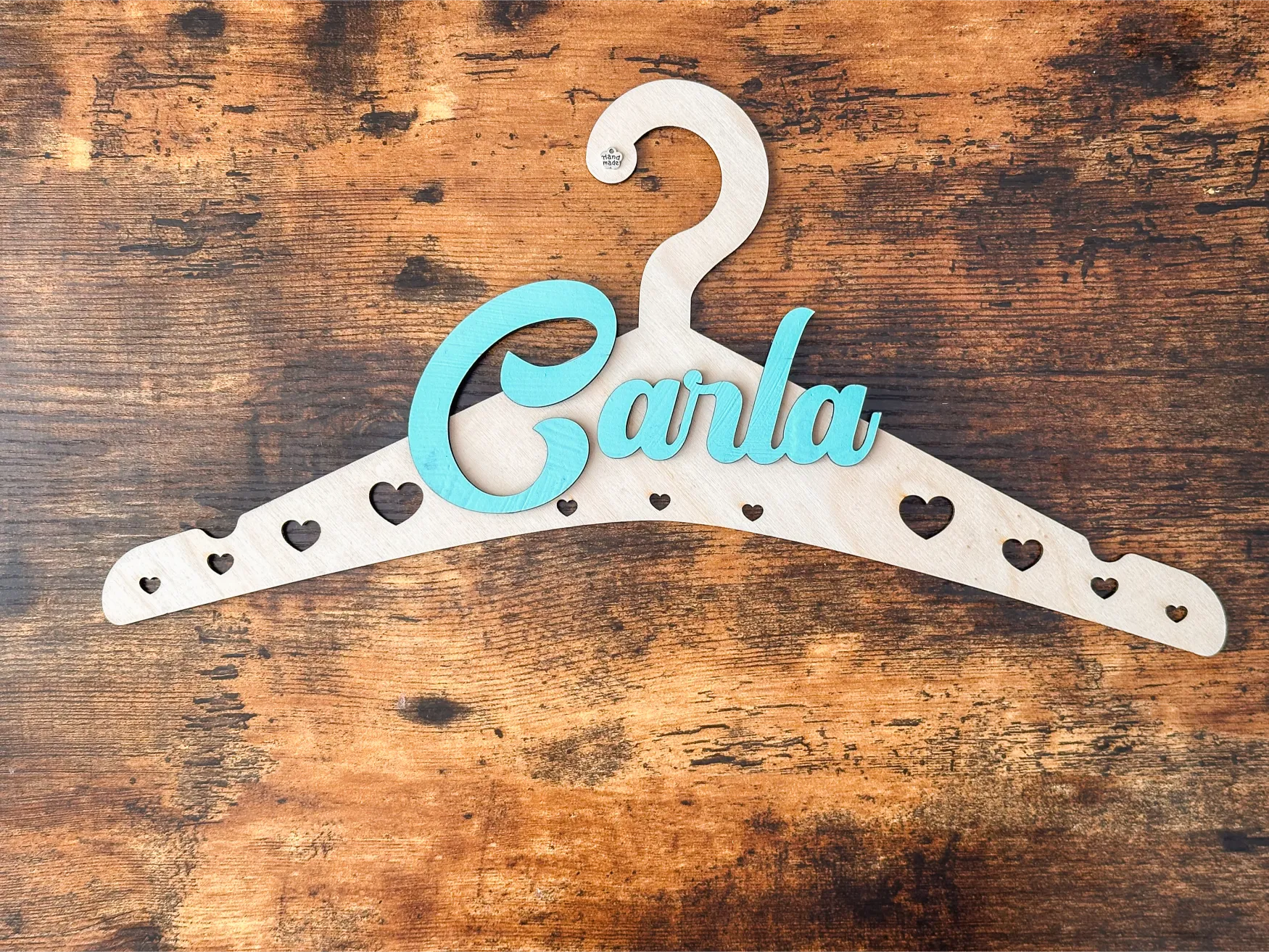 percha de madera personalizada comunión