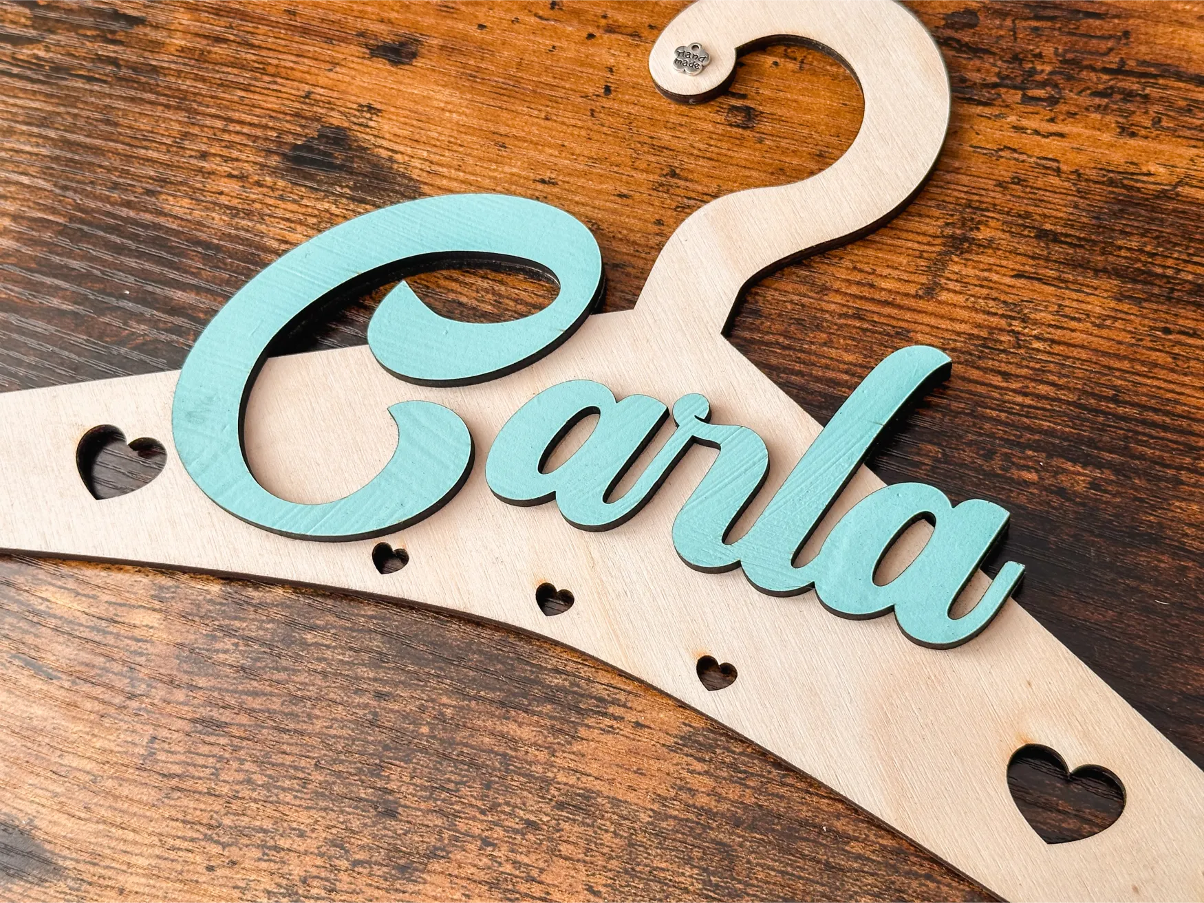 percha de madera personalizada comunión