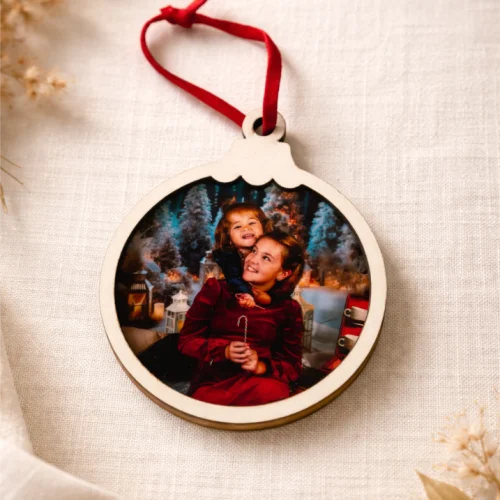 Adorno Navideño con Foto y Mensaje Grabado