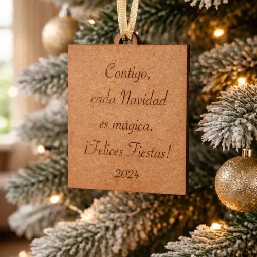 Adorno Navideño Polaroid en Madera Personalizado con Foto y Texto