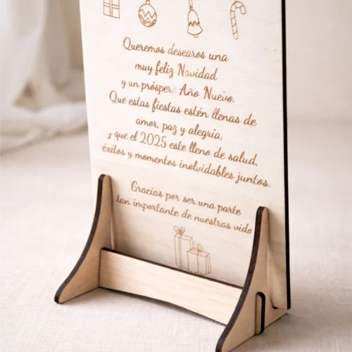 Felicitación de Navidad Original Personalizada en Madera