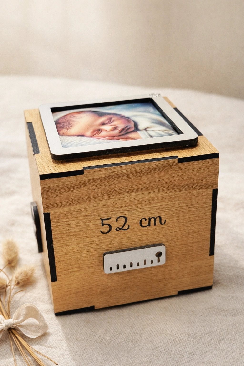 Cubo Natalicio de Madera Grabado