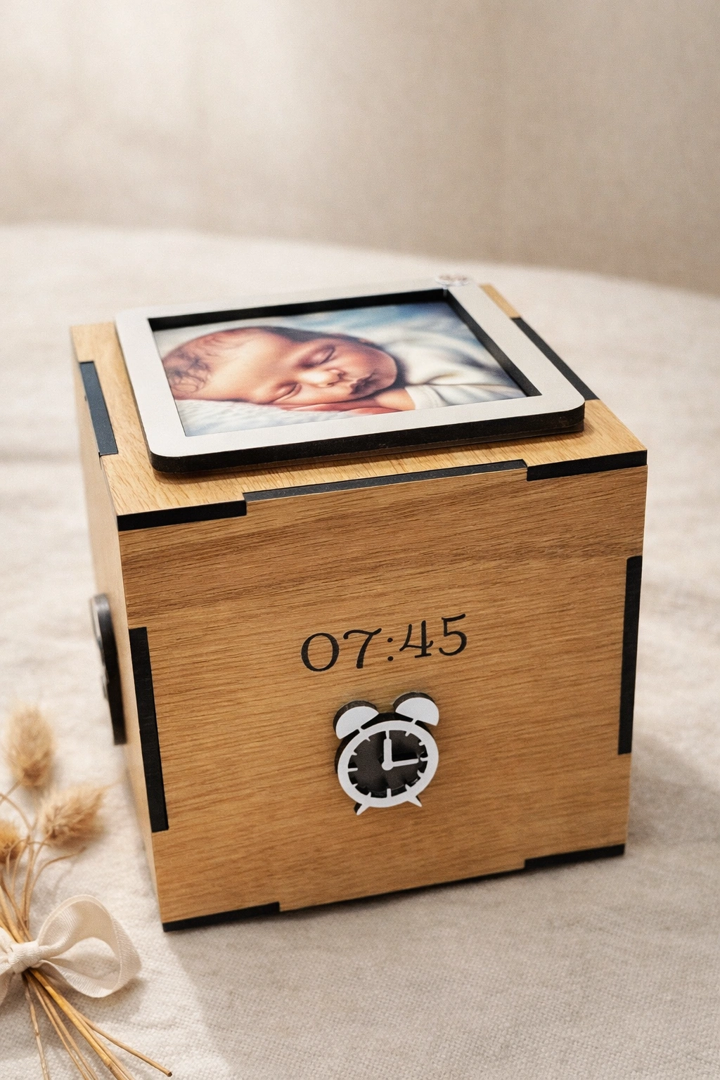 Cubo Natalicio de Madera Grabado