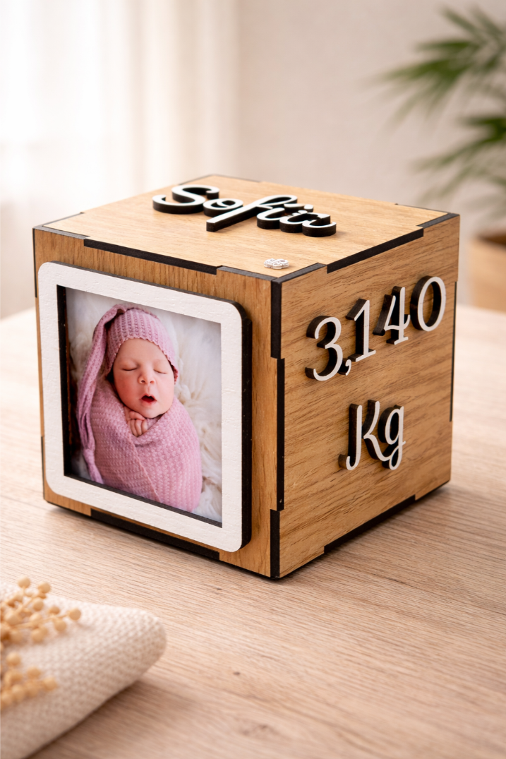 Cubo de Madera Natalicio Personalizado