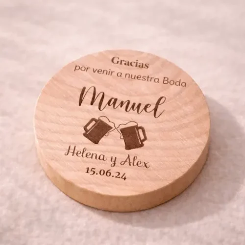 Abrebotellas de madera personalizado