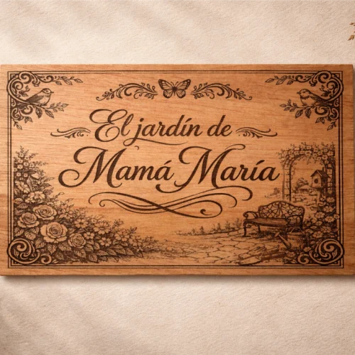 Cartel de madera grabado para exteriores