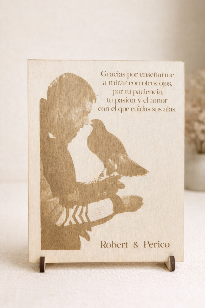 Grabado de foto en madera