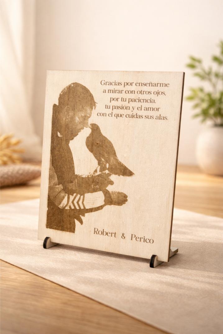 Grabado de foto en madera