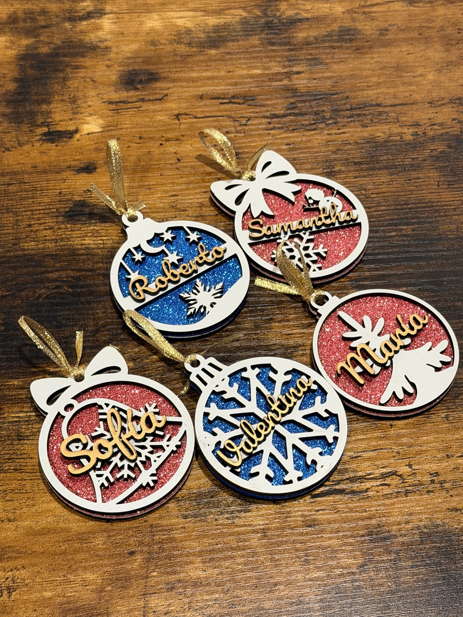 Lote de 5 bolas de Navidad premium Personalizadas