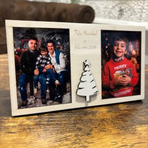 Marco Madera Dos Fotos Personalizado