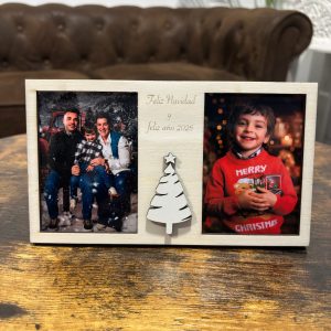 Marco Madera Dos Fotos Personalizado