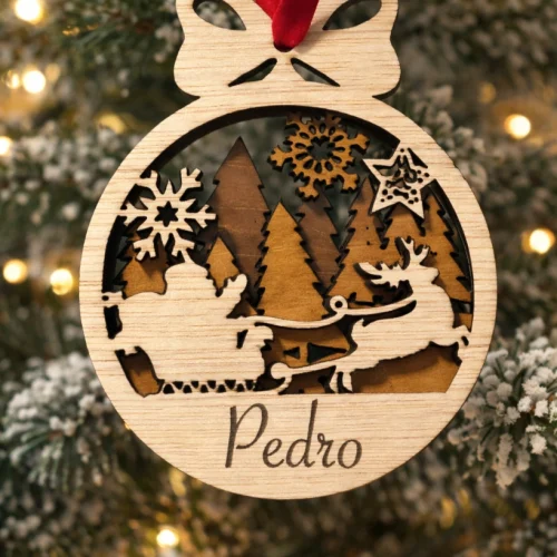 bola Navidad madera tricolor personalizada