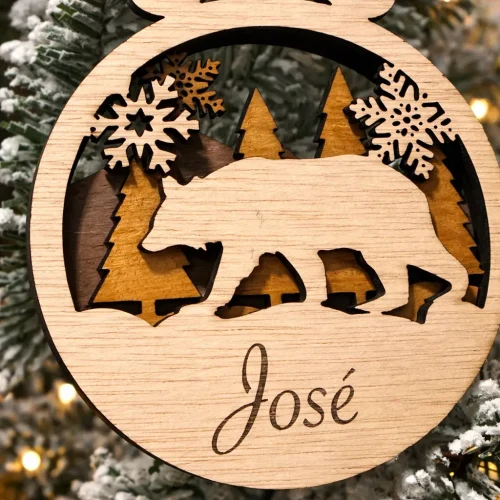 bola Navidad madera tricolor personalizada