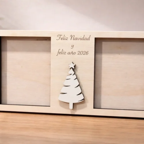 marco madera dos fotos personalizado