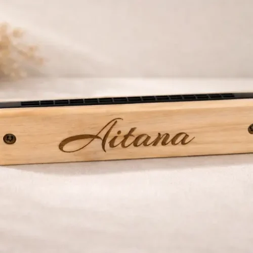 Armónica de Madera Personalizada - Instrumento Real Grabado