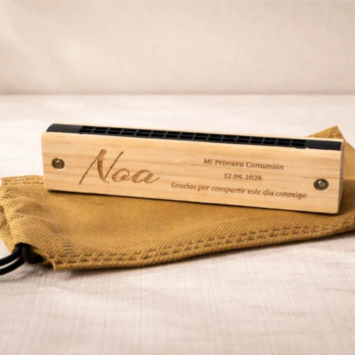 Armónica de Madera Personalizada - Instrumento Real Grabado