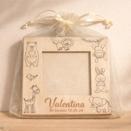 Portafotos Infantil Personalizado para Colorear — Madera