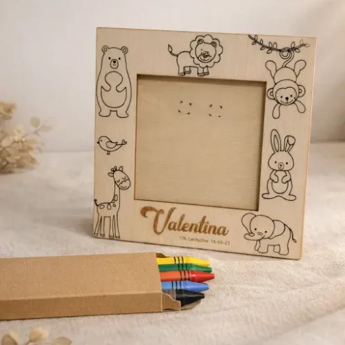 Portafotos Infantil Personalizado para Colorear — Madera