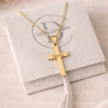 colgante cruz acero dorado personalizado